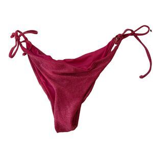 Phax Swim Bikini Women's Large Pink Metallic Ruched Tie Bathing Suit